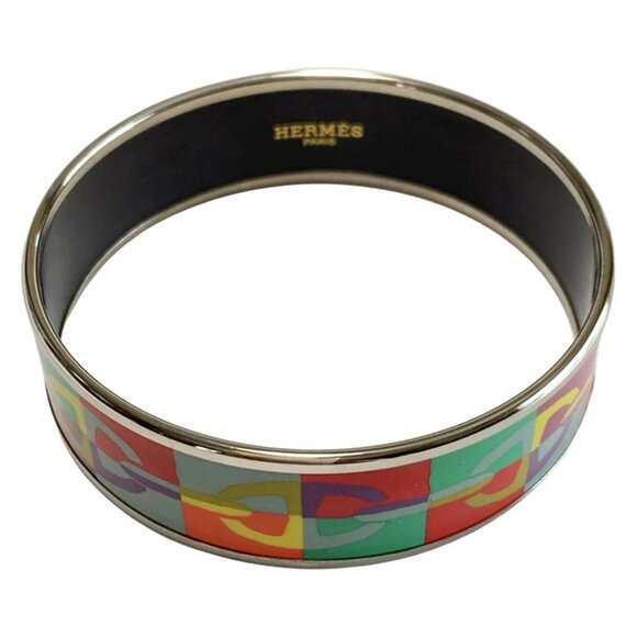 Auth HERMES Emailles,Chaîne d'Angkle - Green Red Multi Hardware None Bangle - Picture 2 of 3